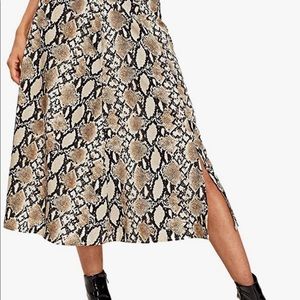 Snakeskin Print Midi Skirt